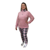 Pijama Polar Mujer Invierno Chantilly  Coral Rosa Escocés 