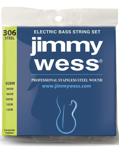 Encordado Jimmy Wess Wab306 Bajo Eléctrico, Acero 6 Cuerdas