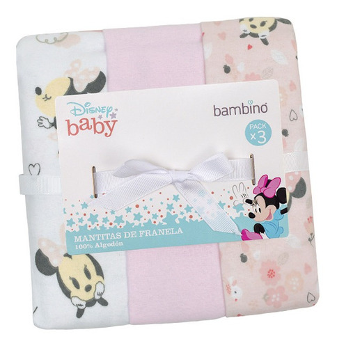 Set 3 Mantitas Franela Algodón Para Bebe Mantas Disney Tutos