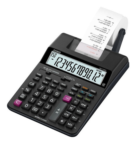 Calculadora Con Impresor Casio Sumadora  Hr-100rc Color Negro