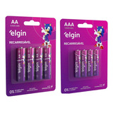 4 Pilhas Recar. Elgin Aaa 1000mah Palito + 4 Pilhas Aa 2700