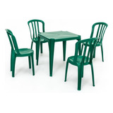 Conjunto Sala De Jantar Jr Plasticos Jr Plasticos Bistro Com 4 Cadeiras Desenho Liso Mesa De  - Verde