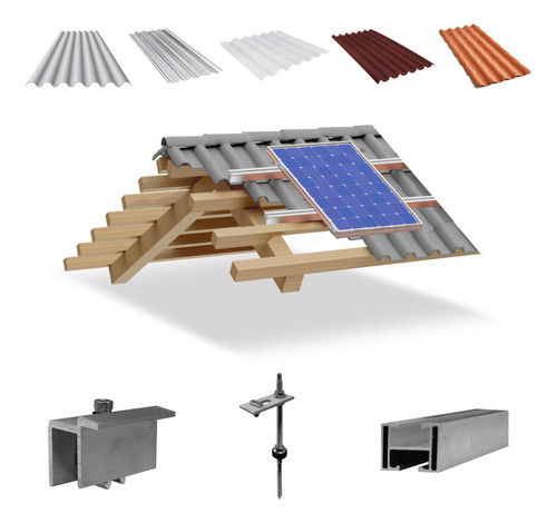 Kit Estrutura Suporte 01 Placa Solar Viga Madeira 2,20m