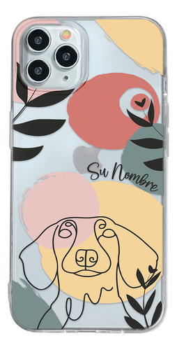 Funda Para iPhone Mujer Perrito Salchicha Minimal Nombre