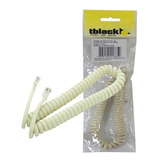 Kit 2pçs Kcordão Espiral Para Monofone Rj11 Branco