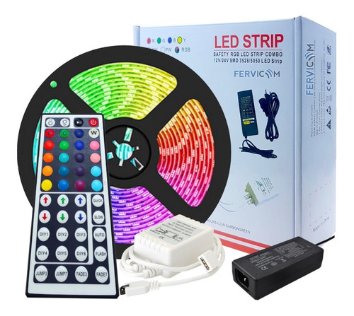 Kit Cinta Led 5050 Rgb 5mts Multicolor Adaptador Y Control