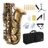 Saxofón De Bronce  Profesional Eb Plano, Kit Completo Para E