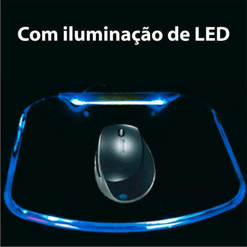 Mouse Pad Led Com 4 Entradas Usb Cor Preto