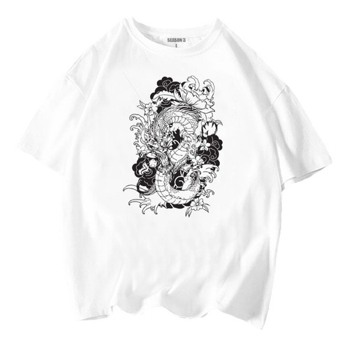 Playera Dragón Neo Japones Oversize Moda Urbana Fkttsh D149