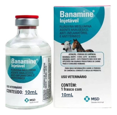 Banamine 10ml Msd Cura Dor Febre E Inflamação Equino/bovino