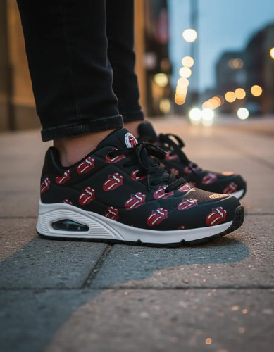 Tenis Skechers Rolling Stones: Uno 177964 Negro Unisex Moda