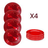 Pack De 4 Platos Navideños Rojos