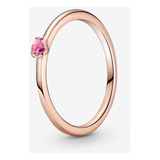 Anillo Pandora Solitário Rosa Recubrimiento Oro Rosa