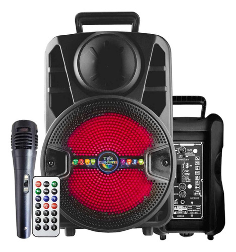 Kit Caixa De Som 1000w Potente Com Led + Microfone Karaoke