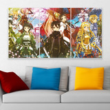 Cuadro Triptico Sword Art Online Cast Ilus Personalizado Art