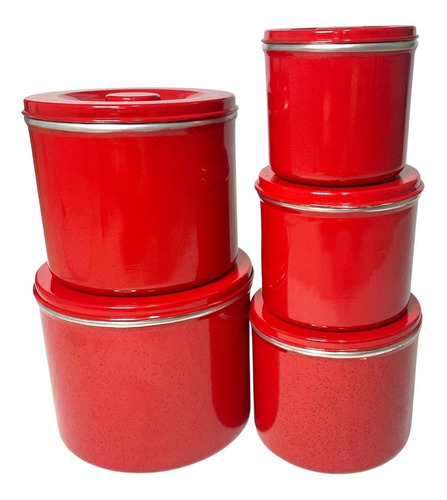 Conjunto Kit Mantimento 5 Pçs Vermelho Organizador Alimentos