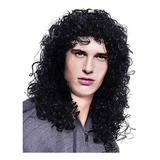 Fashion Man Black Long Cruly Wig Men Party Peruc 2024