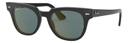 Gafas De Sol Polarizados Ray-ban Wayfarer Meteor Standard Con Marco De Acetato Color Gloss Black, Lente Grey De Cristal Clásica, Varilla Gloss Black De Acetato - Rb2168