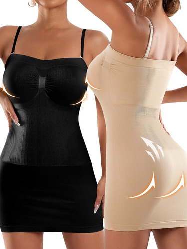 Pack X2 Faja Moldeadora Tipo Vestido Para Mujer Black-beige