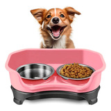 Tazones Plato Para Perro Y Gato Acero Inoxidable Con Soporte