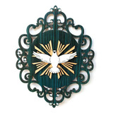 Divino Espirito Santo Placa Arabesco Esplendor Aplique Mdf Cor Verde Mesclado