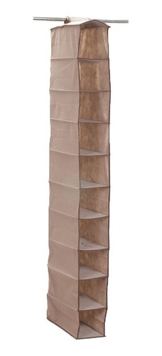 Organizador De Tela Colgante 10 Estantes Beige 15x30x127 Cm