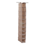 Organizador De Tela Colgante 10 Estantes Beige 15x30x127 Cm