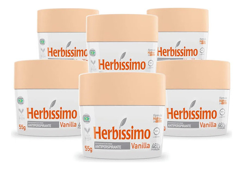 Kit C/6 Desodorante Creme Herbíssimo Vanilla 55g