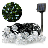 Solar Pisca-pisca 50 Bolas Led Solar Natal Luz Branco Quente