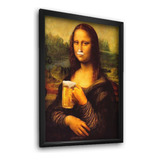 Quadro Decorativo Monalisa E Chopp C/ Moldura E Vidro A4