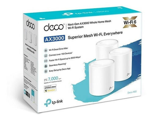 Kit 3 Peças Repetidor Wi-fi 6 Mesh Deco X60 Ax3000 Tplink