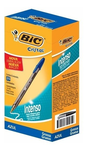 Caneta Bic Cristal 1.6 Intenso Azul - Cx C 25