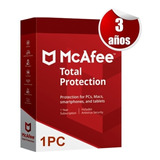 Mcafee 2021 Total Proteccion 3 Años 1 Pc Tecnoarte