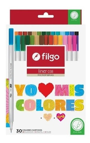 Microfibras Filgo Liner 038 0,4mm X 30 Colores Surtidos