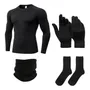 Kit Conjunto Térmico Remera + Guantes + Cuello + Medias L Negro