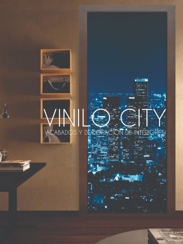 Vinil Decorativo Para Puerta Ciudades Día O Noche