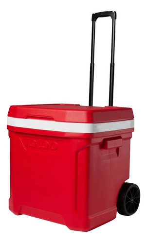Caja Térmica Cooler Profile Roller De 56 Litros, 60 Cuartos De Galón Con Ruedas Iglú, Color Rojo