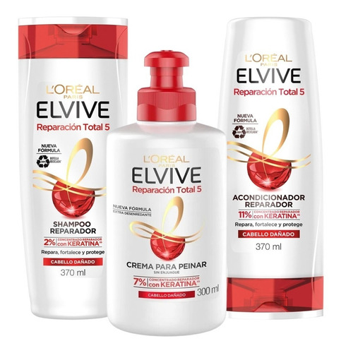 Kit Elvive Reparacion Total5 Shampoo + Acondicionador +crema
