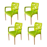 Set 4 Sillones De Diseño Patas Madera - Cocina, Comedor, Bar