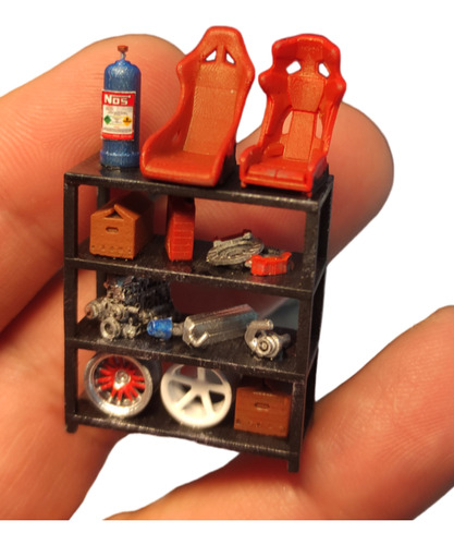 Rack Con Accesorios Diorama Hot Wheels, Mini Gt Esc. 1:64 