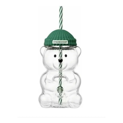 Vaso Vidrio Starbucks Oso Bearista Cristal Tapa Popote | Meses sin interés
