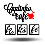 Placa Decoração Cantinho Do Café Quadros Mdf Foco Força Fé Xícara Vermelha / Foco / Força / Fé