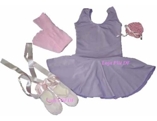 Roupa De Bale Ballet Bailarina Infantil Rosa Lilas Completa