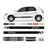 Kit Adesivos Soleira +faixas Laterais Chevrolet Celta Spirit