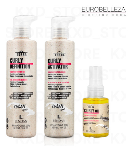 Lendan Terra Curly Activador + Gel Definición + Aceite Rizos