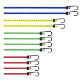 12 Cuerdas Elásticas Con Ganchos  Paquete De Cuerda Larga E