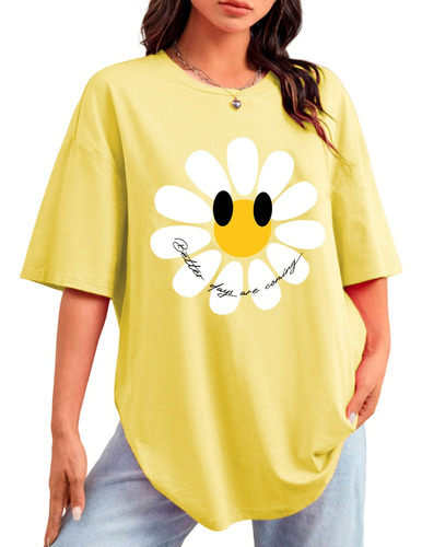 Camiseta Blogueira Estampada Desenho Flor Blusa Instagrammer