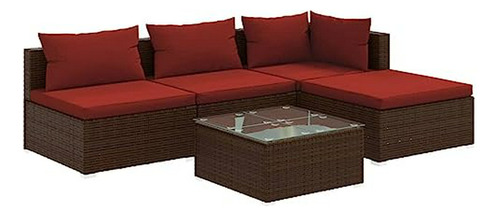 Set De Patio Rattan Con Cojines Red