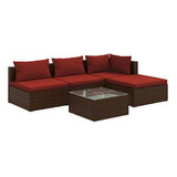 Set De Patio Rattan Con Cojines Red