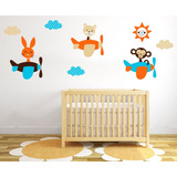 Vinilo Pared Infantiles Aviones Animales Wall  Stickers